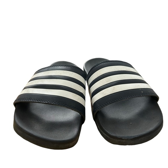 Adidas Slides Sandals 3 Stripe Navy White - Picture 2 of 6